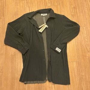 The Giving Moment green button up